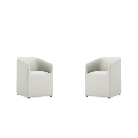 Manhattan Comfort Anna Round Faux Leather Dining Chair in Light Stone Grey - Set of 2 2-DC059AR-ST